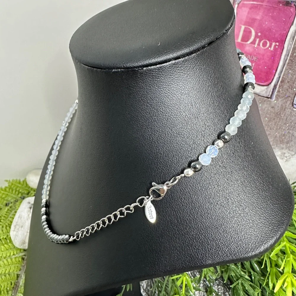 Natural Aquamarine, Opal, Natural Pearl Nacklace